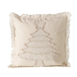 Pamut párna karácsonyfával és bojtokkal SOFTLY, 50 x 50 cm