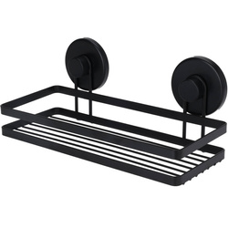 Fekete fürdőszobai kosár tapadókoronggal, 25 x 10 x 8,7 cm