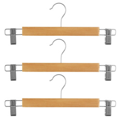 Ruhakasztókészlet klipszekkel, 3 darab, fából készült