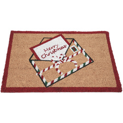 Kókuszrostból készült lábtörlő 59x39 cm, levél Mikulásnak, 1. minta