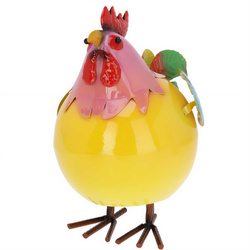 Színes fém kakas figura, 21 x 25 x 28 cm