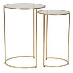 Átlátszó tetejű kerek dohányzóasztalok készlete