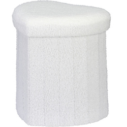 Pufa szív ALLOY, báránybőr kárpit, 34 x 28 x 35 cm, fehér