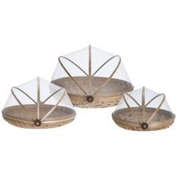 3 darab bambuszrostból készült kenyérkosár szett