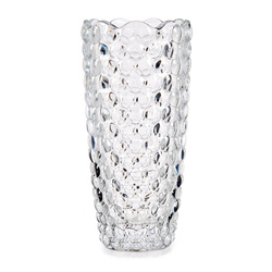 Faragott üveg váza, 19,5 cm