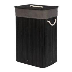 Fekete bambusz mosókosár, 80 l