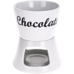 Fondue készlet, kerámia készlet csokoládé melegítésére villákkal együtt.