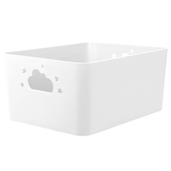 NEBULA tárolókosár felhő és csillag alakú fogantyúkkal, magassága 11 cm, fehér