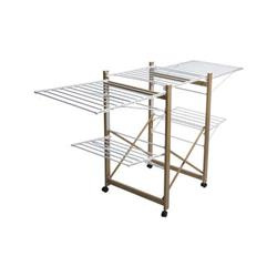 Összecsukható ruhaszárító, 2 szintes, mobil, kerekeken.