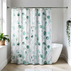 Eukaliptusz mintás zuhanyfüggöny AQUARELLE, 180 x 180 cm