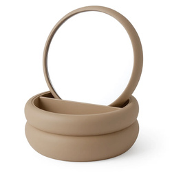 Ékszertartó doboz tükörrel, 17,5 x 17,5 x 9 cm, taupe