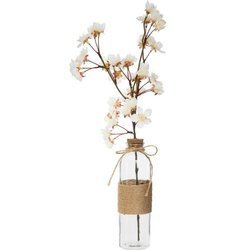 Művirágok üvegvázában, cseresznyeág, rózsaszín