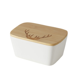 Kerámia vajtartó bambusz fedéllel ASPEN, 16 x 10 cm