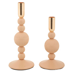 ASTER 2-részes gyertyatartó-készlet virágos reliefdísszel, 20 cm & 25 cm magas