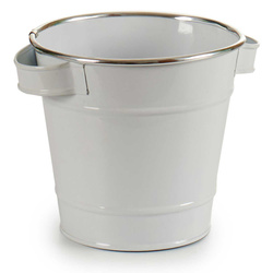 Vödör típusú virágcserép burkolat, cink, fehér, Ø 15 cm