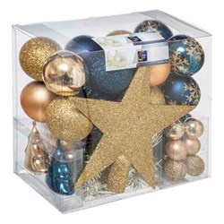 Karácsonyi díszek készlete különböző színekben, 44 darab