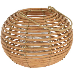 Kerek rattan lámpás üvegbetéttel