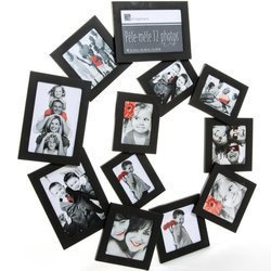 12 fénykép keret, fényképek - multikeret, SPIRÁLIS formában 60 x 58 cm, fekete
