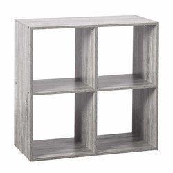 Dekoratív álló polc, négy rekesszel, 68 x 68 cm, szürke