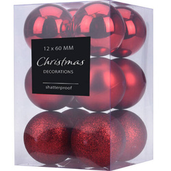 Karácsonyi díszek készlete, Ø 6 cm, 12 darab
