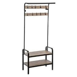 Előszobai akasztó kabátoknak + 2 polc cipőknek, 74x34x170 cm