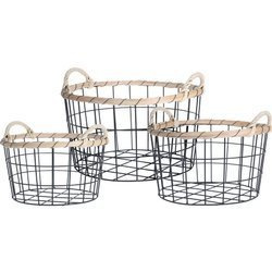 Fém dekoratív kosarak készlete, ovális, 3 darab