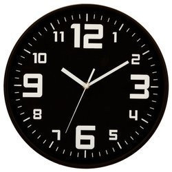 Kerek műanyag falióra, Ø 30 cm, fekete