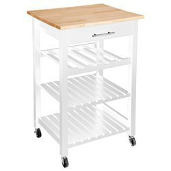 Fehér, fából készült konyhai kocsi