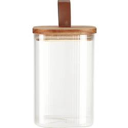 Üvegtartó fa fedéllel, légmentes zárás.