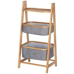 BAHARI kétpolcos polc, két bambusz szerkezetű kosár, WENKO