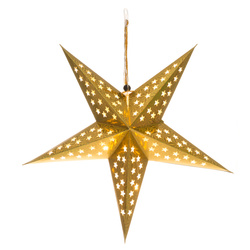 LED papírcsillag 43 cm, elemes, arany