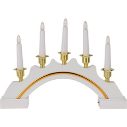 Fenyőfa karácsonyi gyertyatartó, 5 LED gyertya, 37 cm