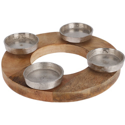 Mangófa gyertyatartó tealightokhoz, alumínium talppal, Ø 27 cm