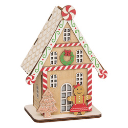 LED ünnepi lámpás, mézeskalács házikó, 15 cm, 2. minta