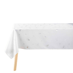 Fehér ünnepi terítő SAPIN ezüst karácsonyfás mintával