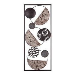 Fali dekoráció keretben, fém, 25 x 61 cm, etnikai körök, 4-es minta