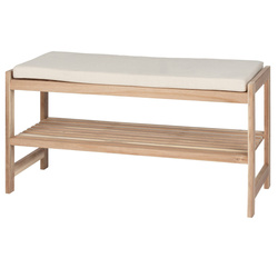 Fából készült cipőtartó pad, len hatású anyaggal ACINA, WENKO