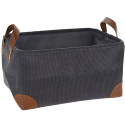 Tároló kosár, kordbársony fogantyúkkal, 36 x 26 x 19 cm