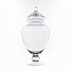 Cukorkás üveg, üveg edény fedéllel, 30 cm