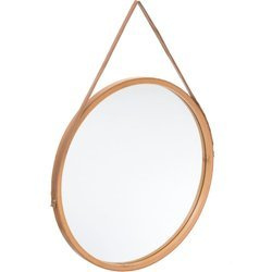 Dekoratív tükör, kerek, függő, Ø 38 cm, természetes