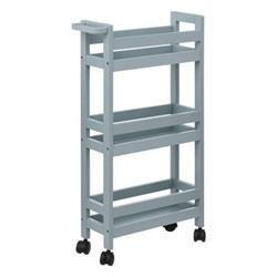 Nagyon keskeny fürdőszobai polc kerekeken, 3 polccal, szélessége 15 cm