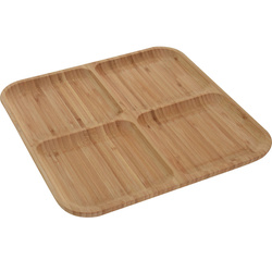 Négyzet alakú tálca snackek tálalásához, bambusz, 30 x 30 cm