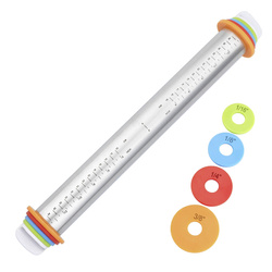 Tésztanyújtó vastagságállítással, rozsdamentes acélból.