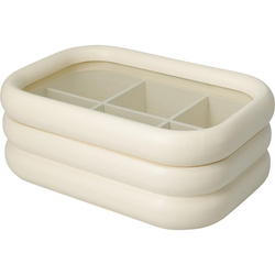 Kerekded szélekkel és üvegfedéllel ellátott teásdoboz, 9 cm