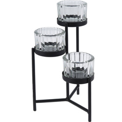 3 teagyertartó, fém és üveg, 10 x 10 x 16 cm