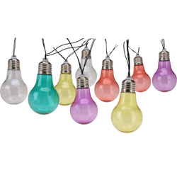 PARTY kültéri girland, napenergia, 10 izzó alakú lámpa