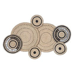 Boho falidísz, szalmakörök, 115 x 72 cm