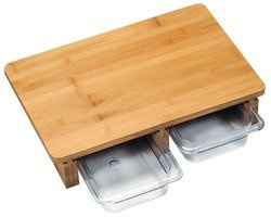 Vágódeszka 2 kihúzható élelmiszertartóval, bambusz, KESPER