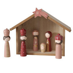 Fából készült betlehem festett figurákkal TALINA, 6 figura