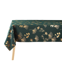 BLOOMY téglalap alakú terítő, palackzöld, arany japán ginkgo